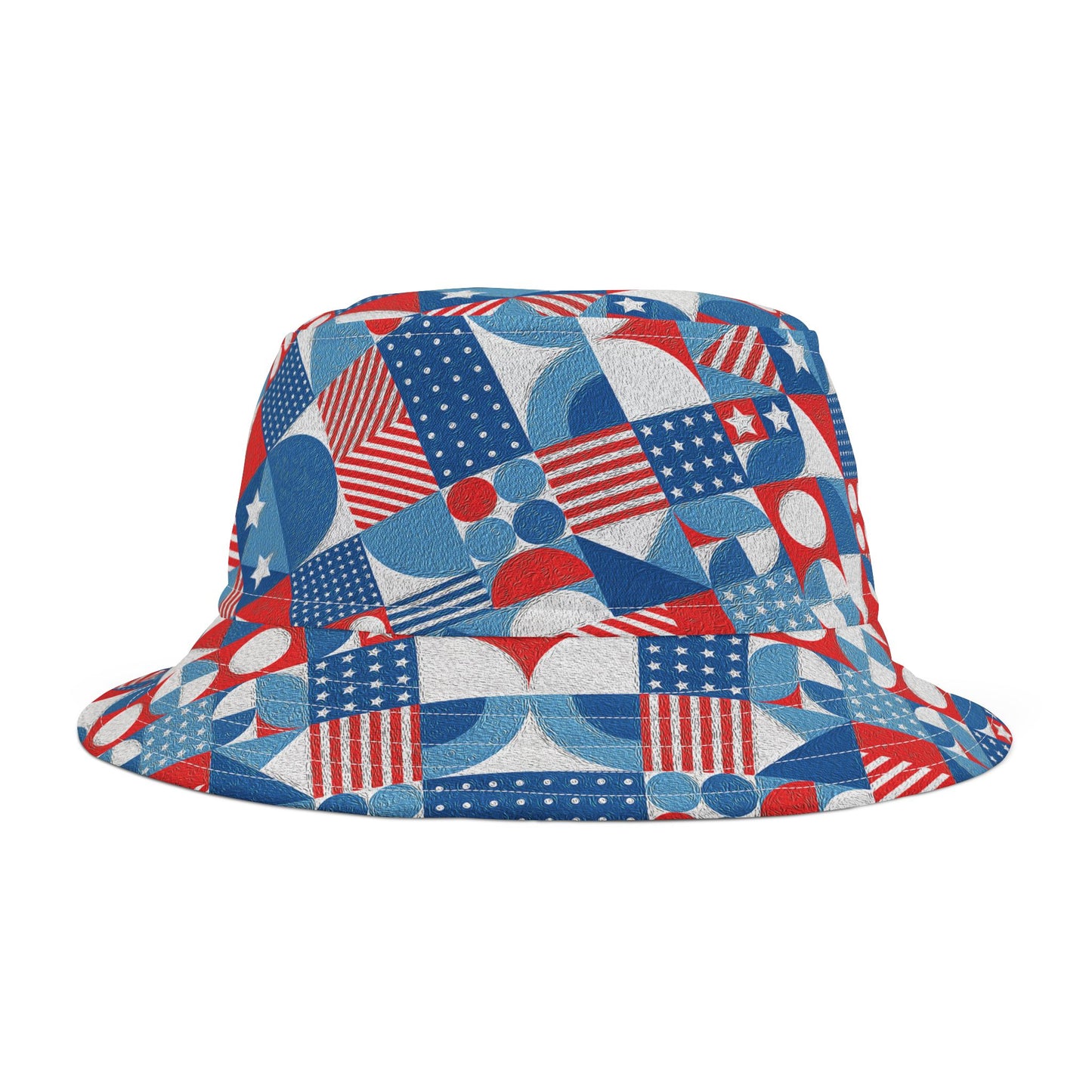 Red White and Blue Bold Pattern - Oil Paint Texture - BIG - Bucket Hat (AOP)