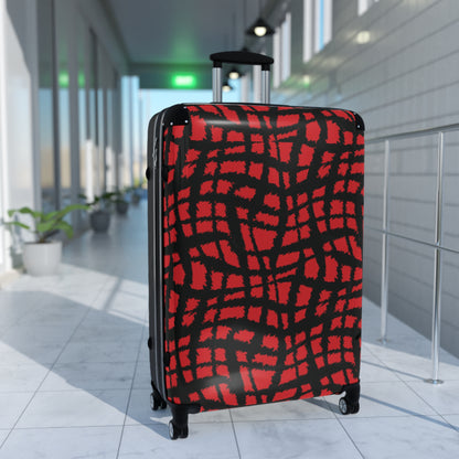 Crosshatch Craze - Black - Scarlet - Suitcases