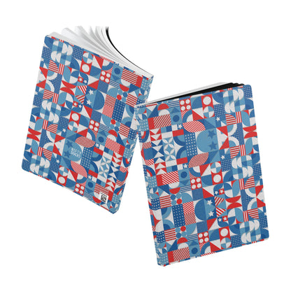 Red White and Blue Bold Pattern - Oil Paint Texture - Softcover Journal