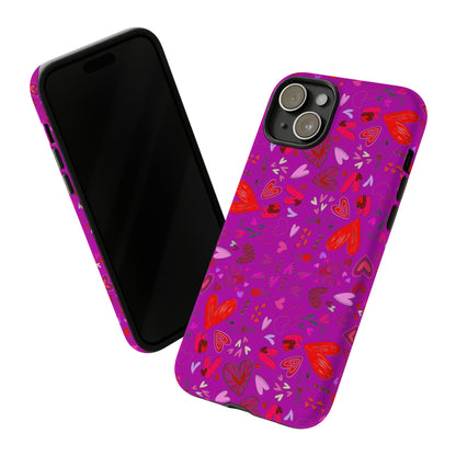 Heart Doodles - Deep Magenta B805AE - Tough Cases