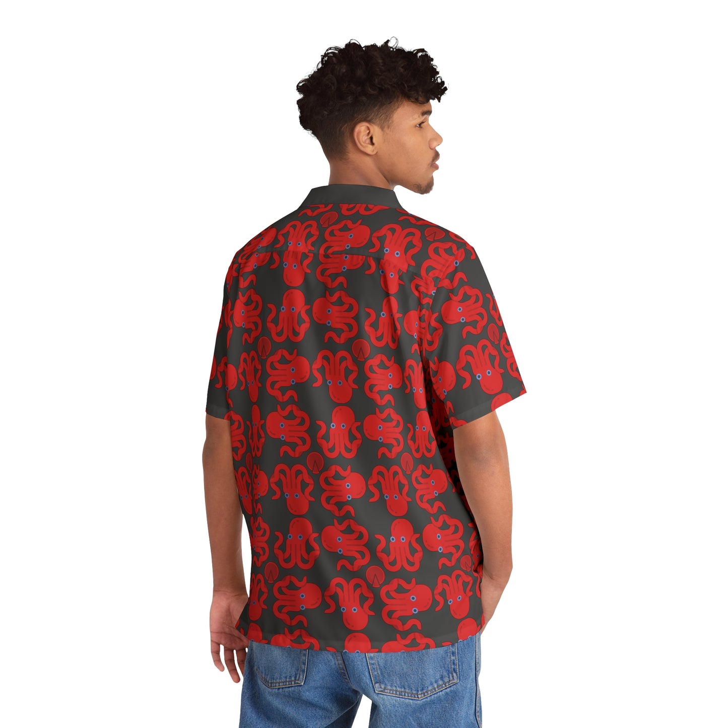Octopie - Big Print - Black 000000 - Men's Hawaiian Shirt