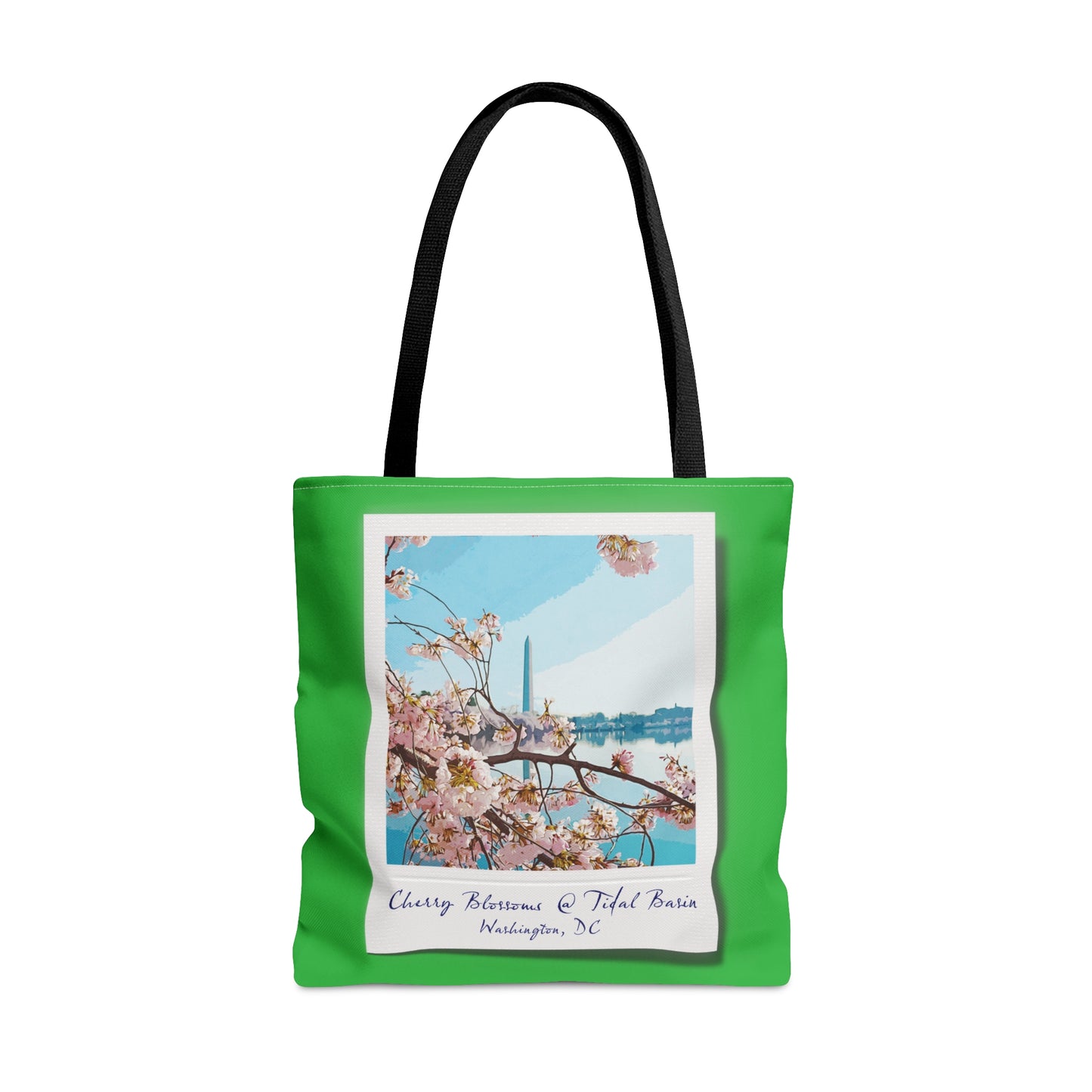 Instant Photo - Tidal Basin Cherry Trees - Lime Green 21C12E - Tote Bag