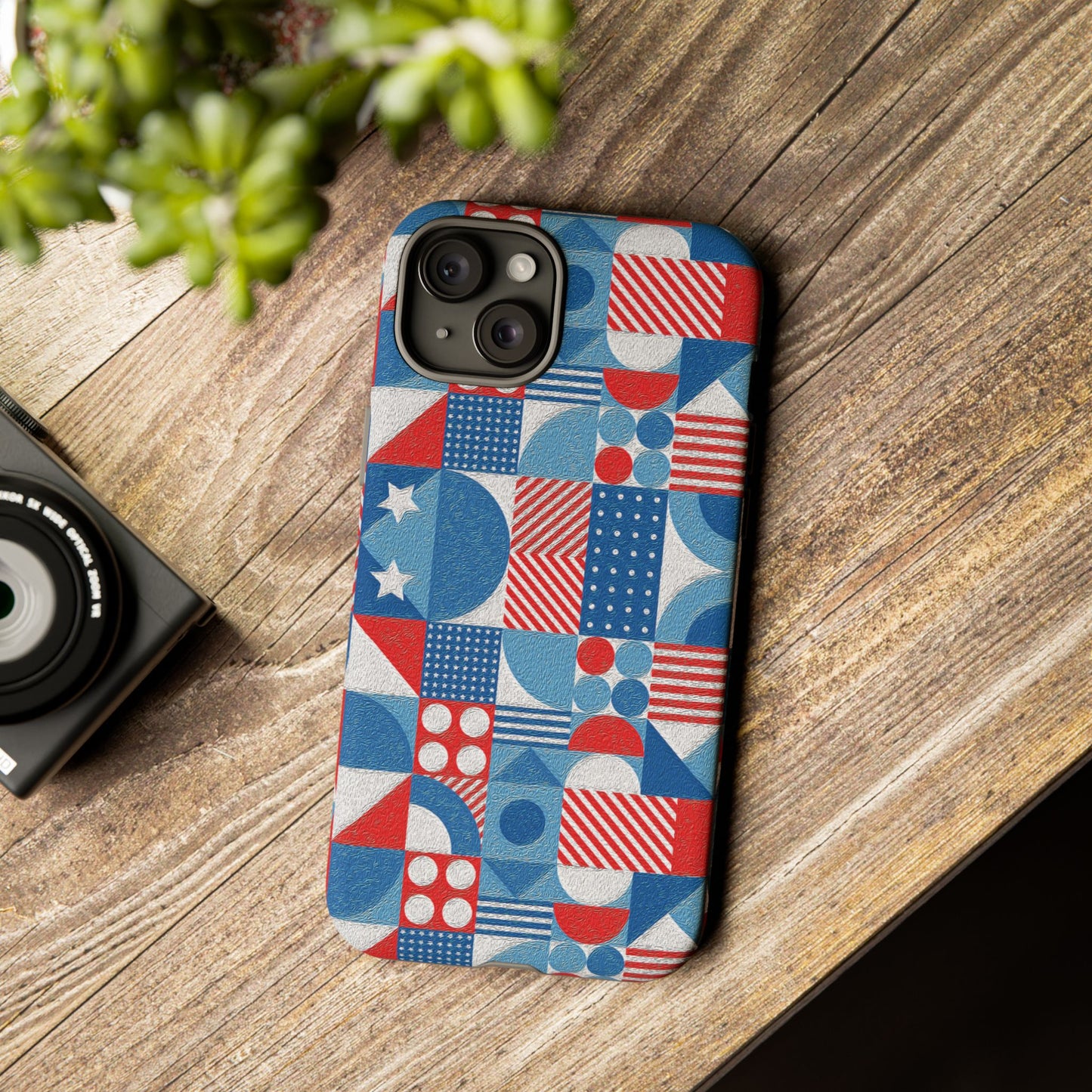 Red White and Blue Bold Pattern - BIG - Oil Paint Texture - Tough Cases