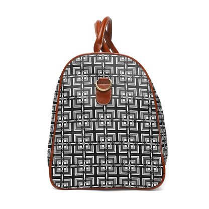 Intersecting Squares - Gray - White ffffff - Waterproof Travel Bag