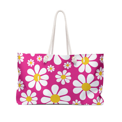 Ducks in Daisies - Large print - Mean Girls Lipstick ff00a8 - Weekender Bag