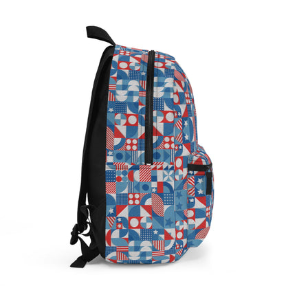 Red White and Blue Bold Pattern - Oil Paint Texture - Backpack