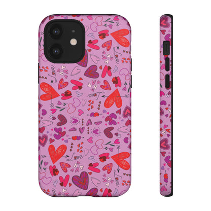 Heart Doodles - Fuschia Pink ff8eff - Tough Cases