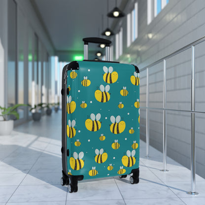 Lots of Bees - Aqua 008E97 - Suitcase