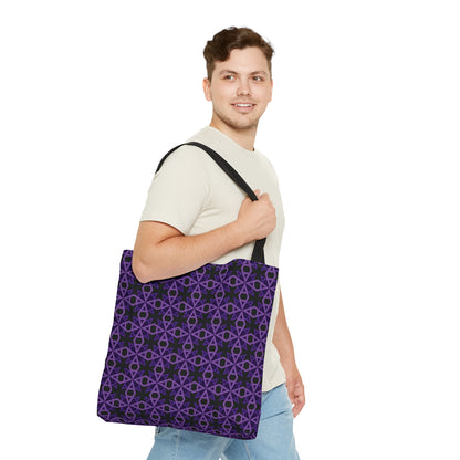 Letter Art - A - Purple - Black 000000 - Tote Bag