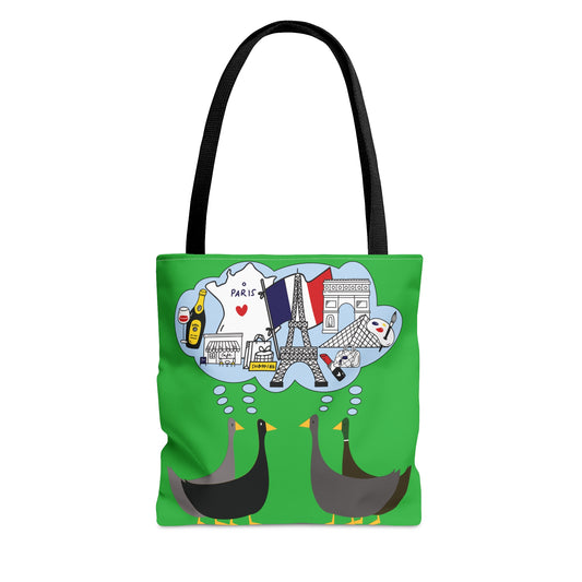 Ducks dreaming of Paris - Lime Green 21C12E - Tote Bag