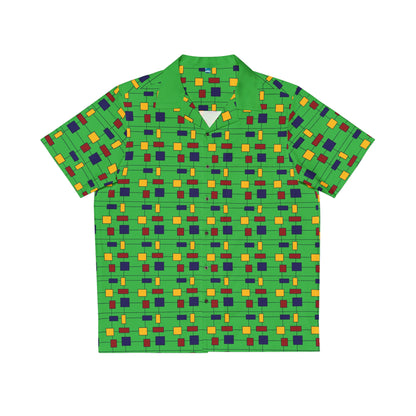 Inspired by Piet Mondrian - Lime Green 21C12E - Men's Hawaiian Shirt