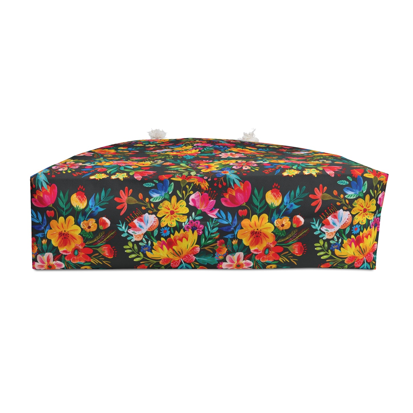 Bright Bold Watercolor Flowers - Black 000000 - Weekender Bag