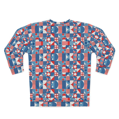 Red White and Blue Bold Pattern - Oil Paint Texture - Unisex Sweatshirt (AOP)