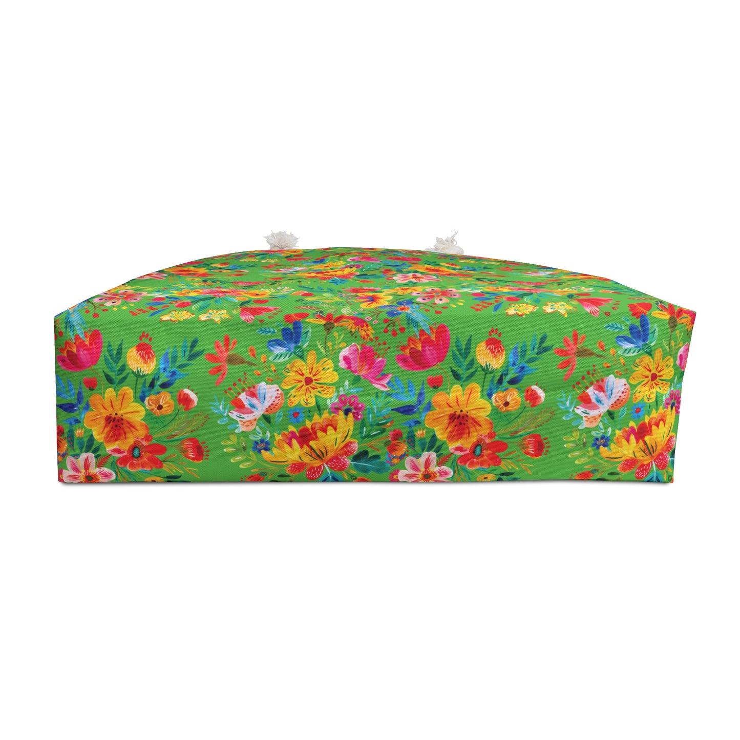 Bright Bold Watercolor Flowers - Bright Apple Green 56BD00 - Weekender Bag