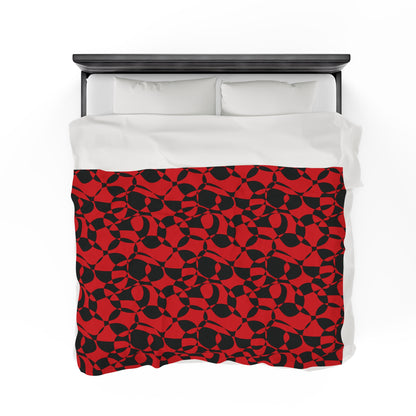 Scarlet Symphony - Black - Velveteen Plush Blanket