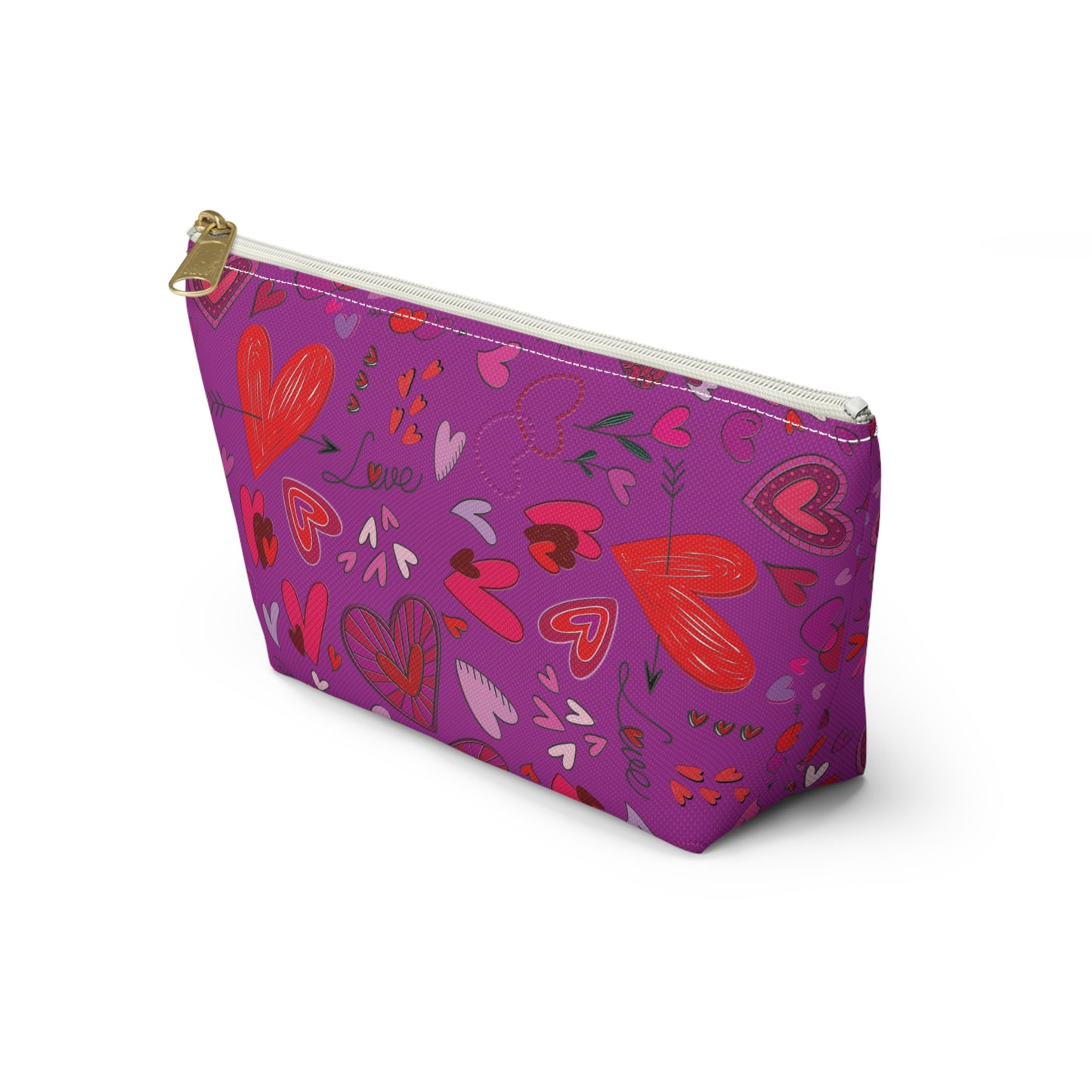 Heart doodles - Deep Magenta B805AE - Accessory Pouch w T-bottom