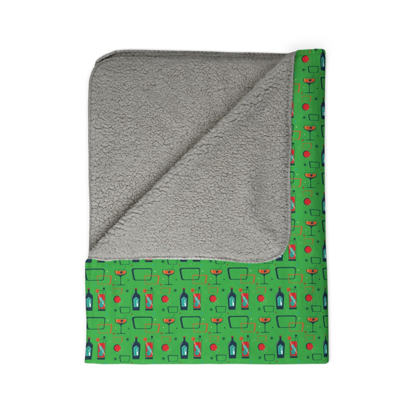 Fleece Sherpa Blanket - Cocktail Time - Lime Green