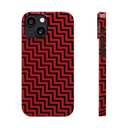 Zigs and Zags - Black - Scarlet - Slim Phone Cases