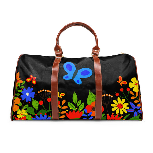 Bright Summer flowers - Black 000000 - Waterproof Travel Bag