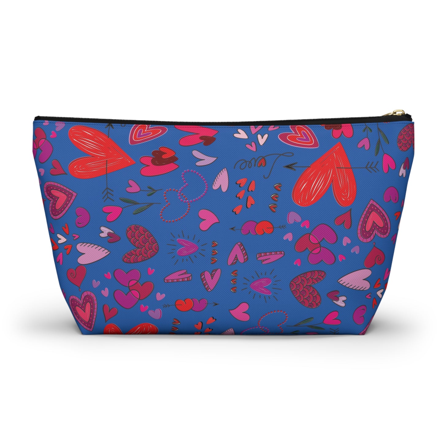 Heart doodles - Denim 0066cc - Accessory Pouch w T-bottom