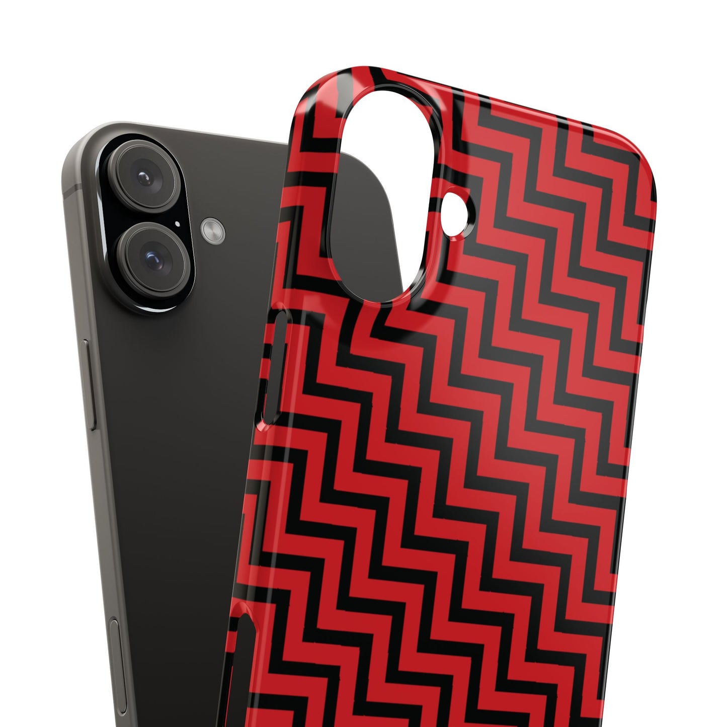 Zigs and Zags - Black - Scarlet - Slim Phone Cases