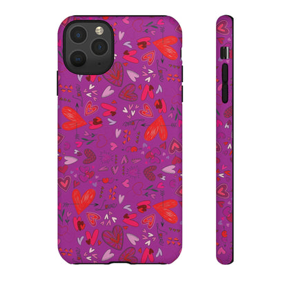 Heart Doodles - Deep Magenta B805AE - Tough Cases