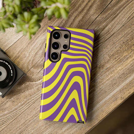 Retro wavy - yellow and purple - Tough Cases