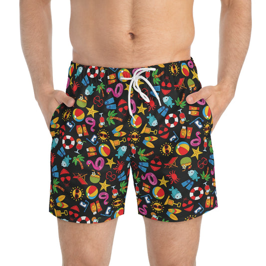 Summer Vibes - Black 000000 - Swim Trunks