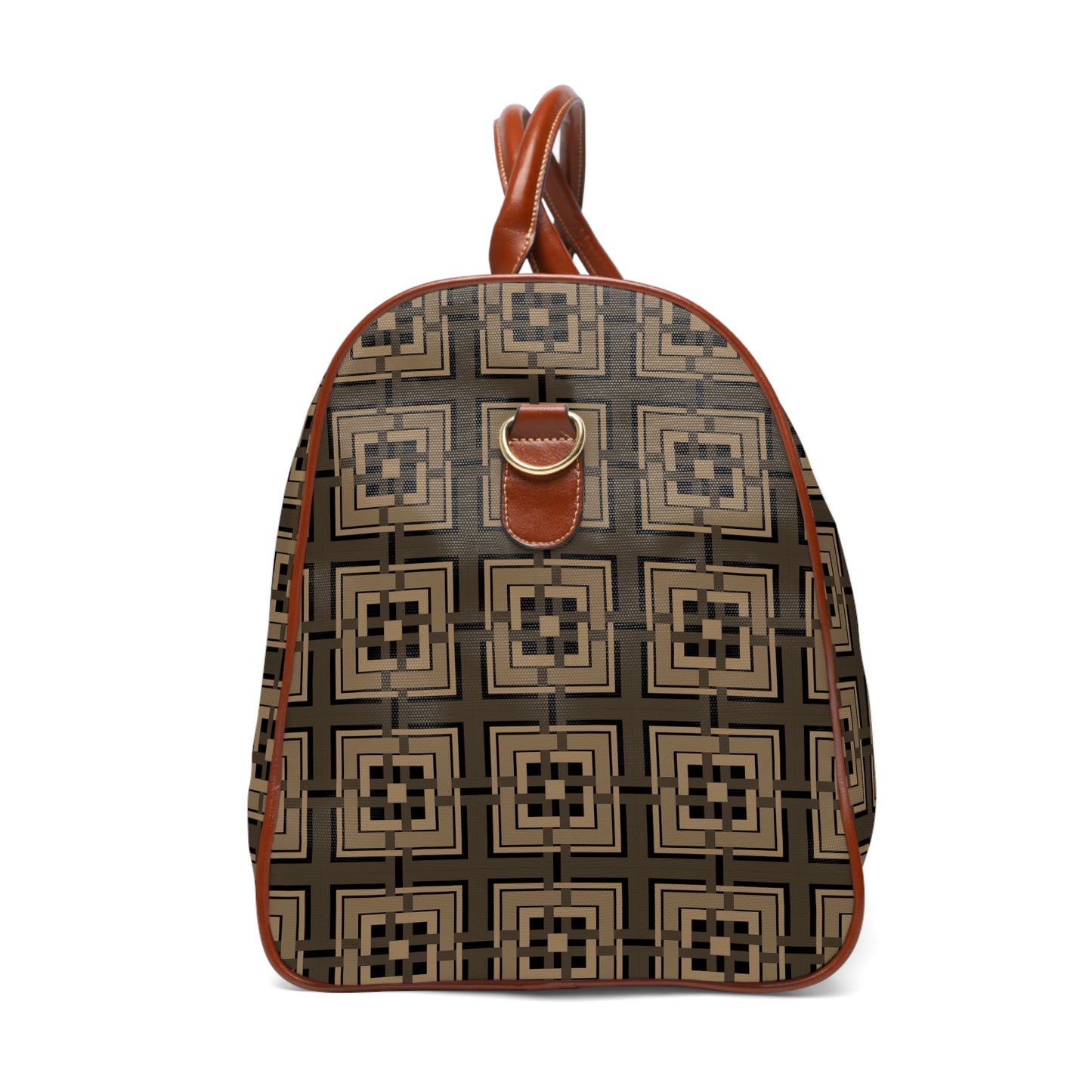 Intersecting Squares - Brown - Black 000000 - Waterproof Travel Bag