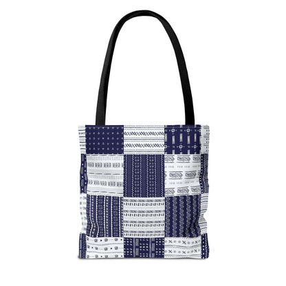 Mud Cloth Pattern - Blue White - Tote Bag