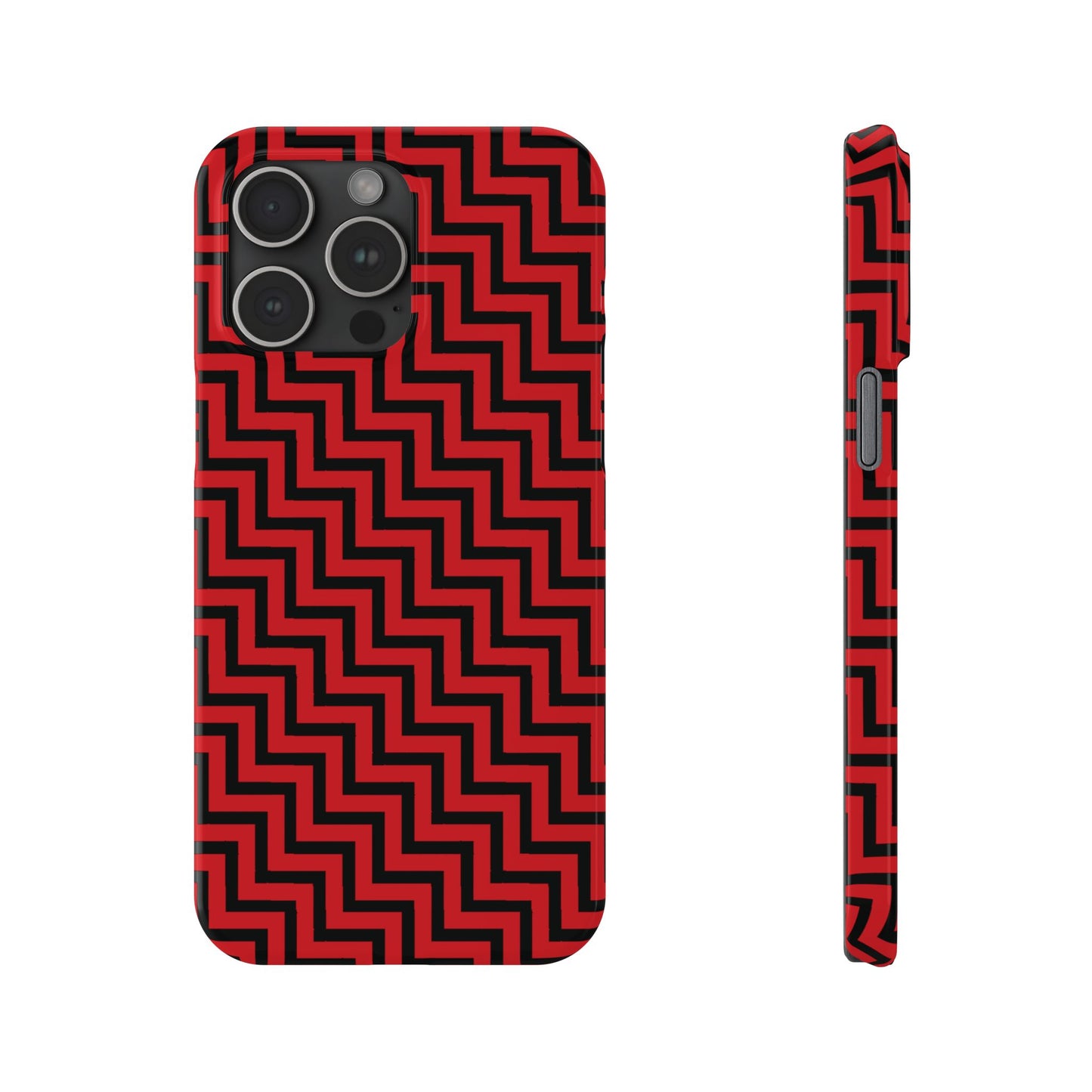 Zigs and Zags - Black - Scarlet - Slim Phone Cases