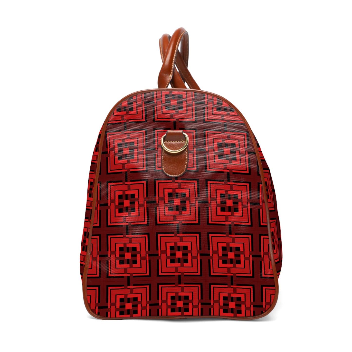 Intersecting Squares - Red - Black 000000 - Waterproof Travel Bag