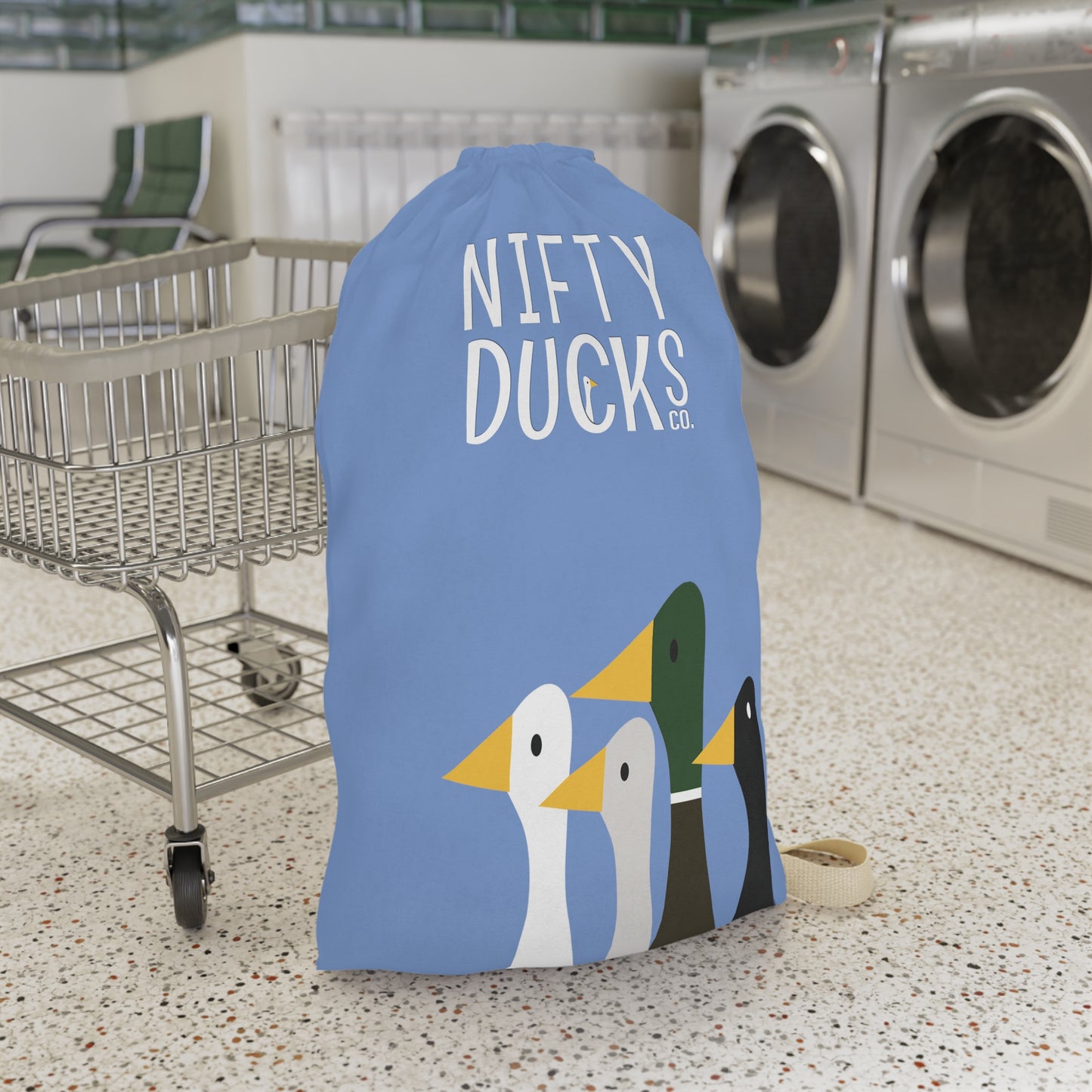 Nifty Ducks Co. Logo2 - Fennel Flower 74a6ff - Laundry Bag