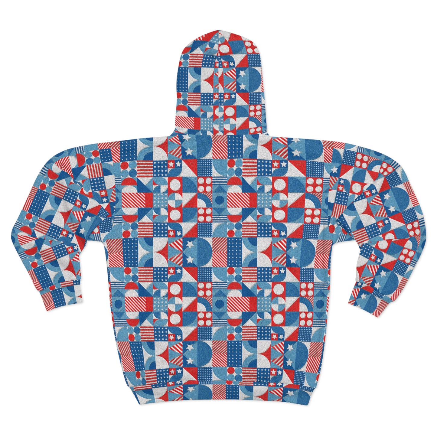 Red White and Blue Bold Pattern - Oil Paint Texture - Unisex Zip Hoodie