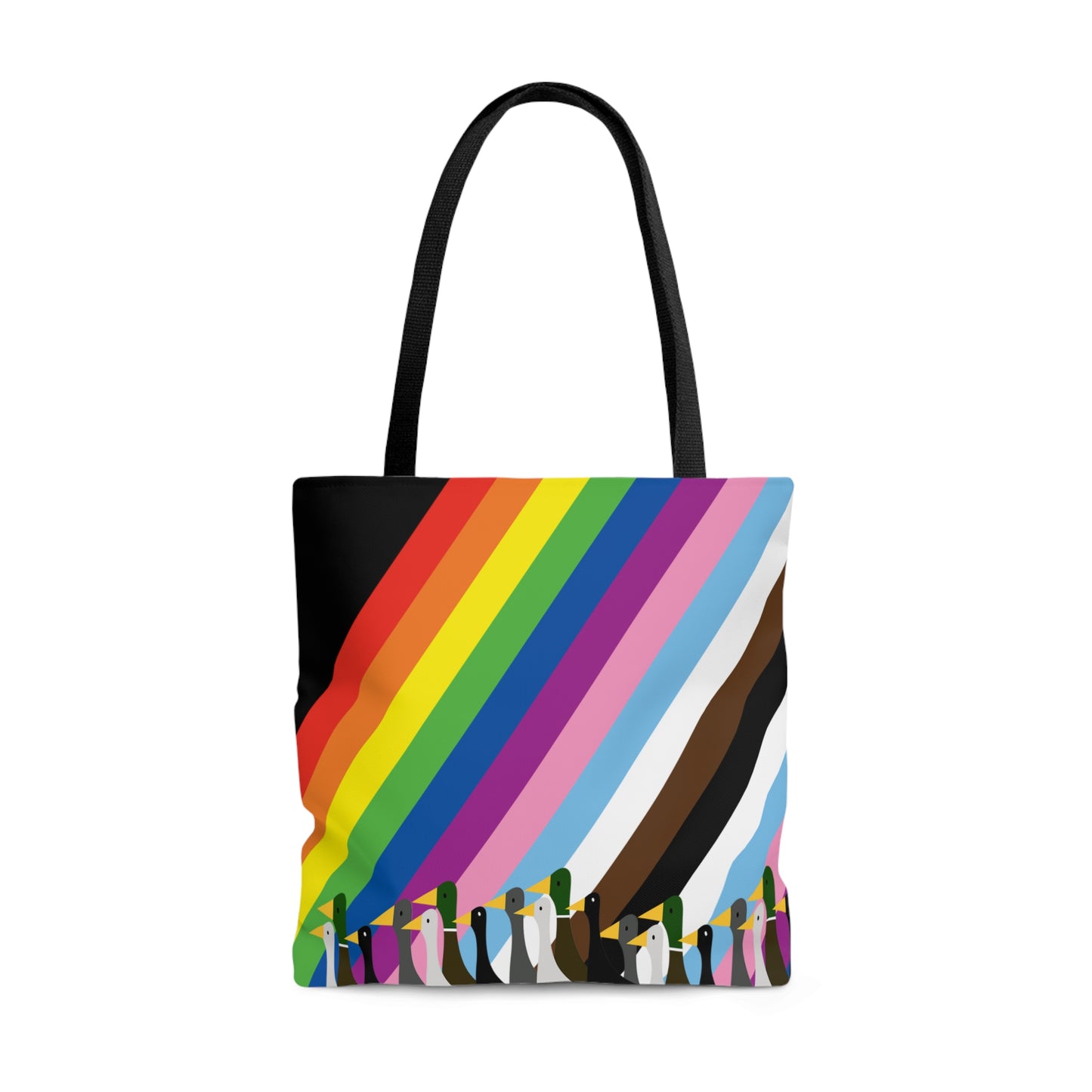 Ducks Marching - Pride Colors - Black - Tote Bag