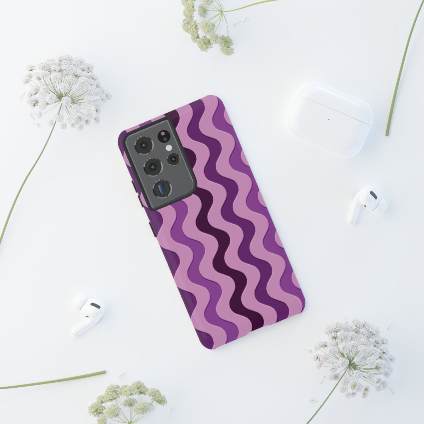 Vertical retro wavy purple and pink - Tough Cases