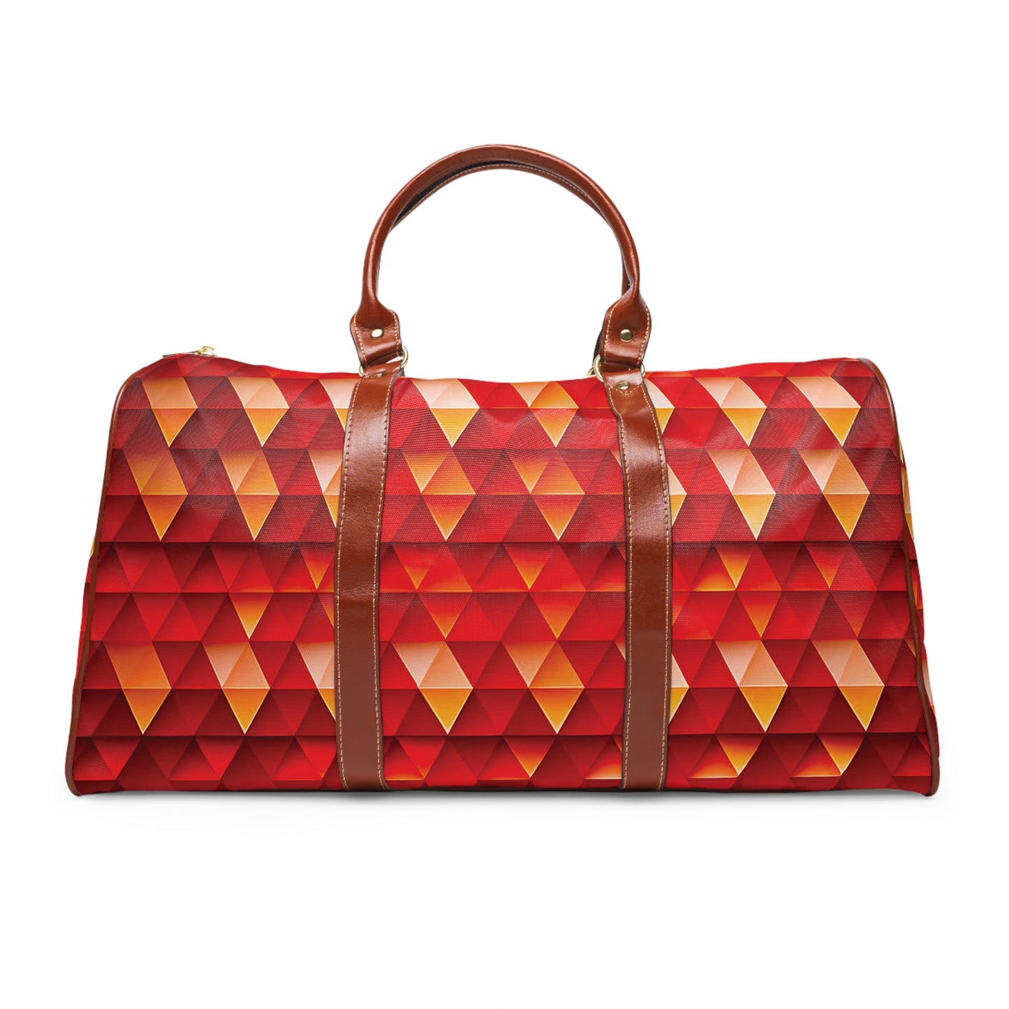 Geometric Flame - Red Triangles - Boston University Red d00000 - Waterproof Travel Bag