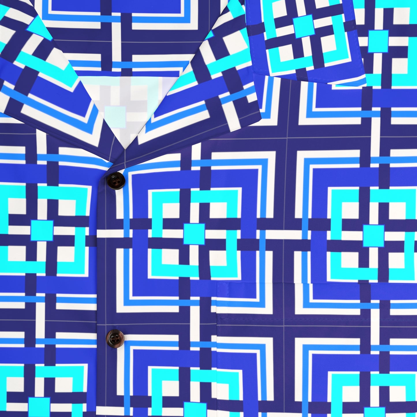 Intersecting Squares - Blue - White ffffff - Men's Hawaiian Shirt