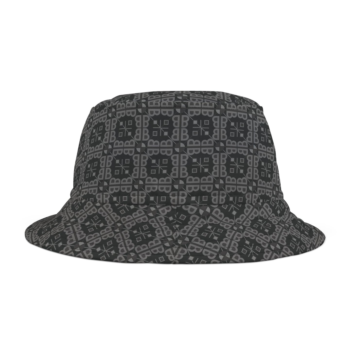 Letter Art - B - Gray - Black 000000 - Bucket Hat (AOP)