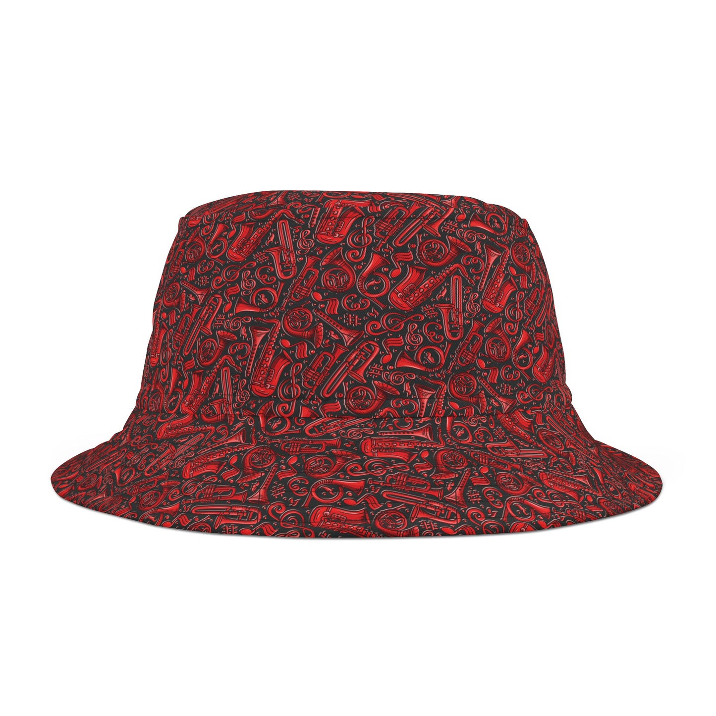 Band Camp - Red - Black 000000 - Bucket Hat (AOP)