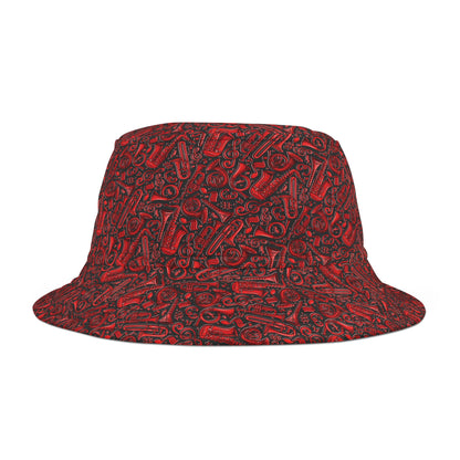 Band Camp - Red - Black 000000 - Bucket Hat (AOP)