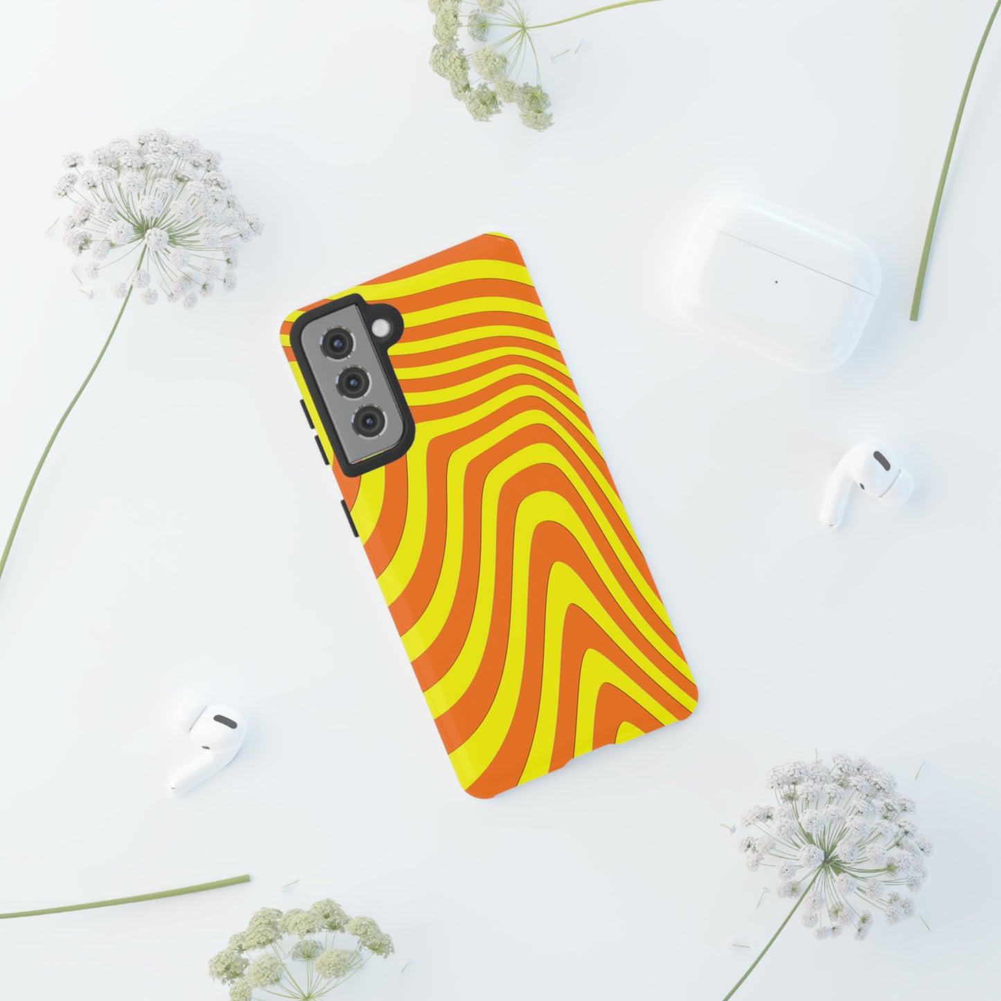 Retro wavy - yellow and orange - Tough Cases