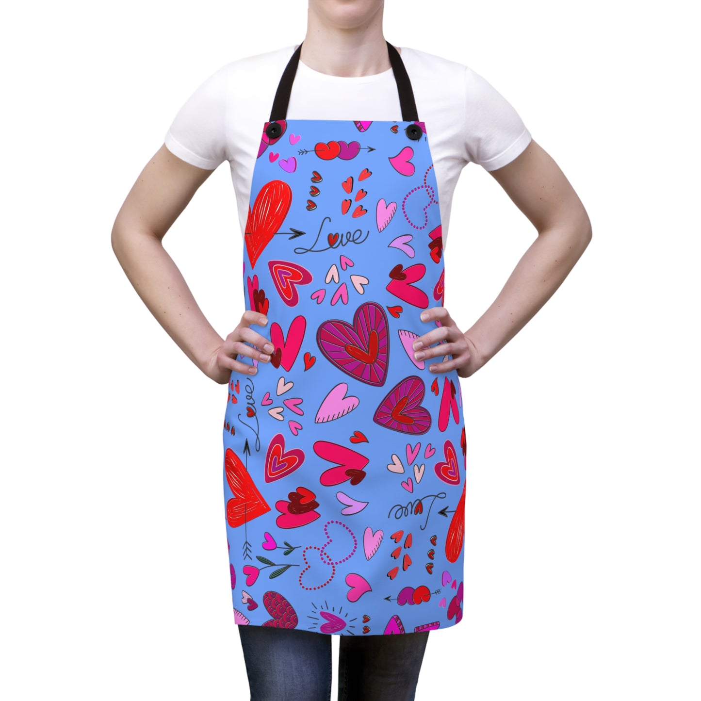 Heart Doodles - Fennel Flower 74a6ff - Apron