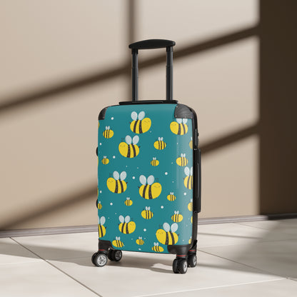 Lots of Bees - Aqua 008E97 - Suitcase