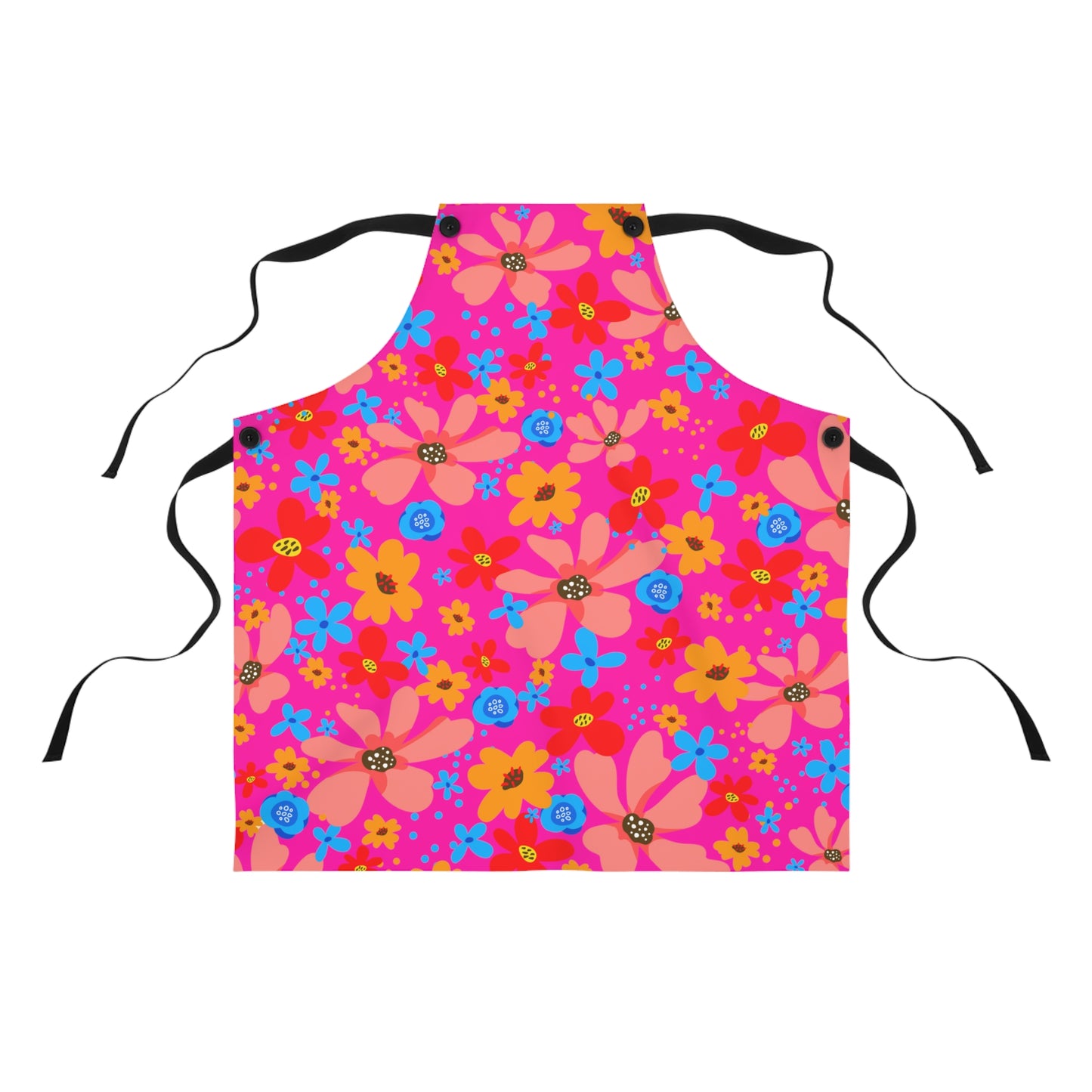 Playful Floral Print - Mean Girls Lipstick ff00a8 - Apron