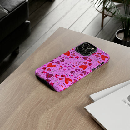 Heart Doodles - Fuschia Pink ff8eff - Tough Cases