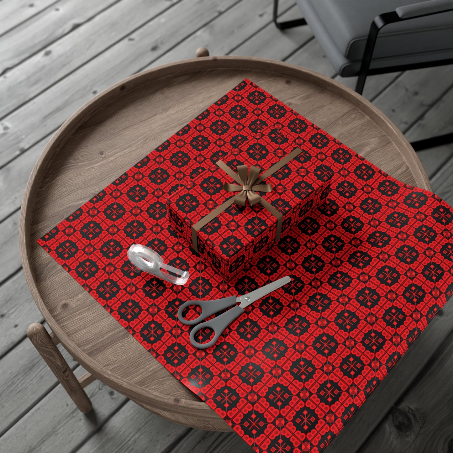 Gift Wrap Papers - Letter Art - B - Red - Black