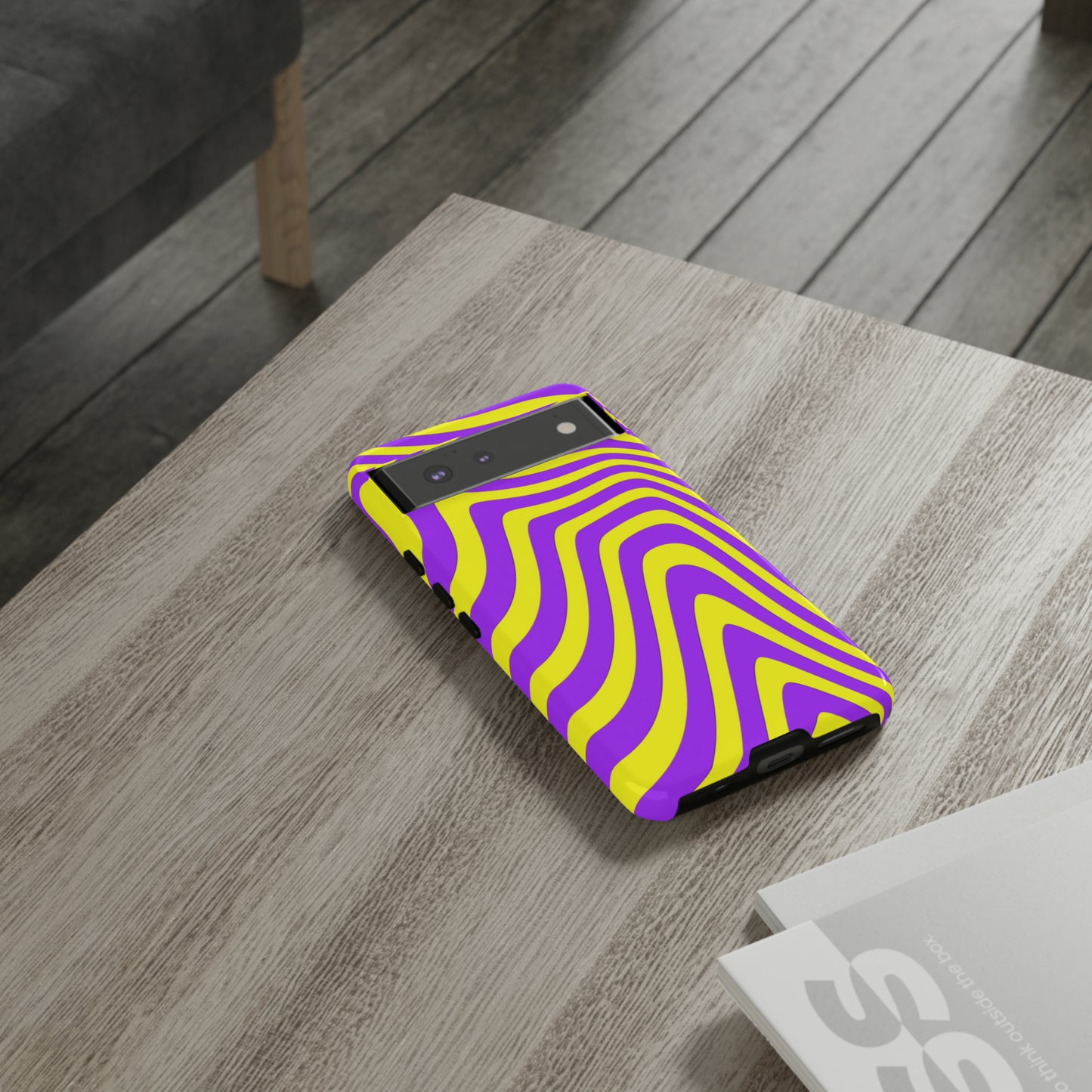 Retro wavy - yellow and purple - Tough Cases