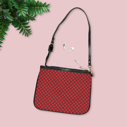 Pixel Petals - Black - Scarlet - Small Shoulder Bag