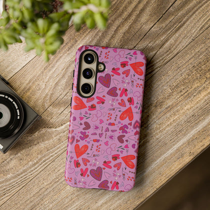 Heart Doodles - Fuschia Pink ff8eff - Tough Cases